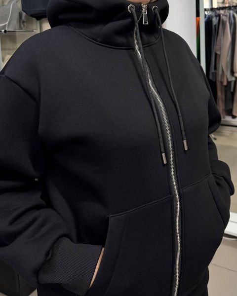 Кофта жіноча тепла з капюшоном на блискавці з тринитки з начісом XS/S 1_0403 фото