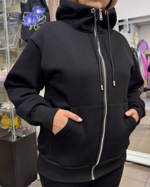 Кофта жіноча тепла з капюшоном на блискавці з тринитки з начісом XS/S 1_0403 фото