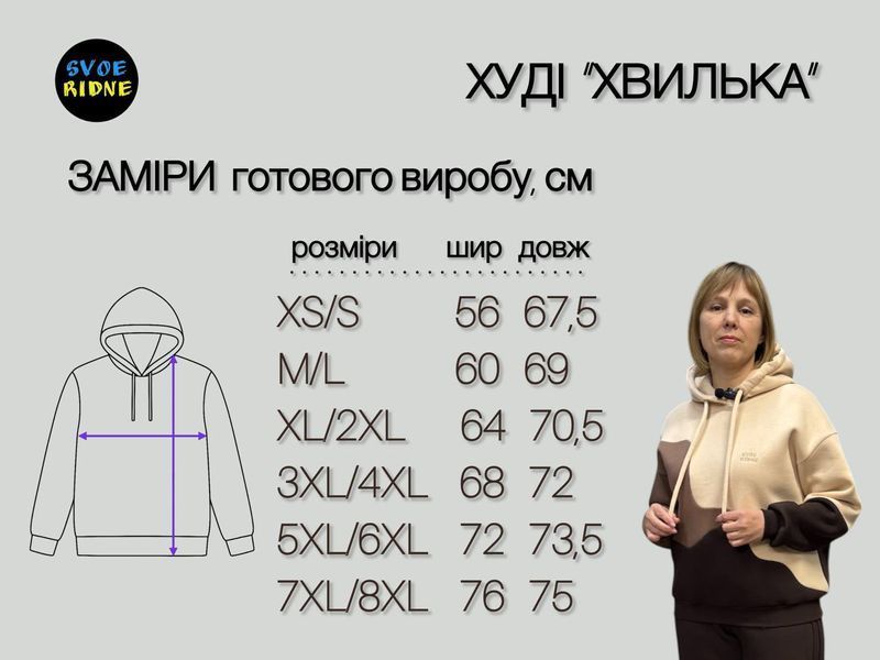 Худі утеплене "Хвилька шоколадна" з вишивкою XS/S 1_0498 фото
